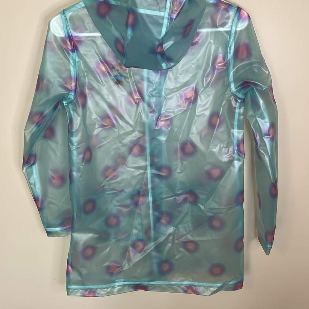 DISNEY Girls Snap Front Turquoise Polka Dot Minnie Mouse Hooded RainJacket 11/12 - Picture 5 of 10